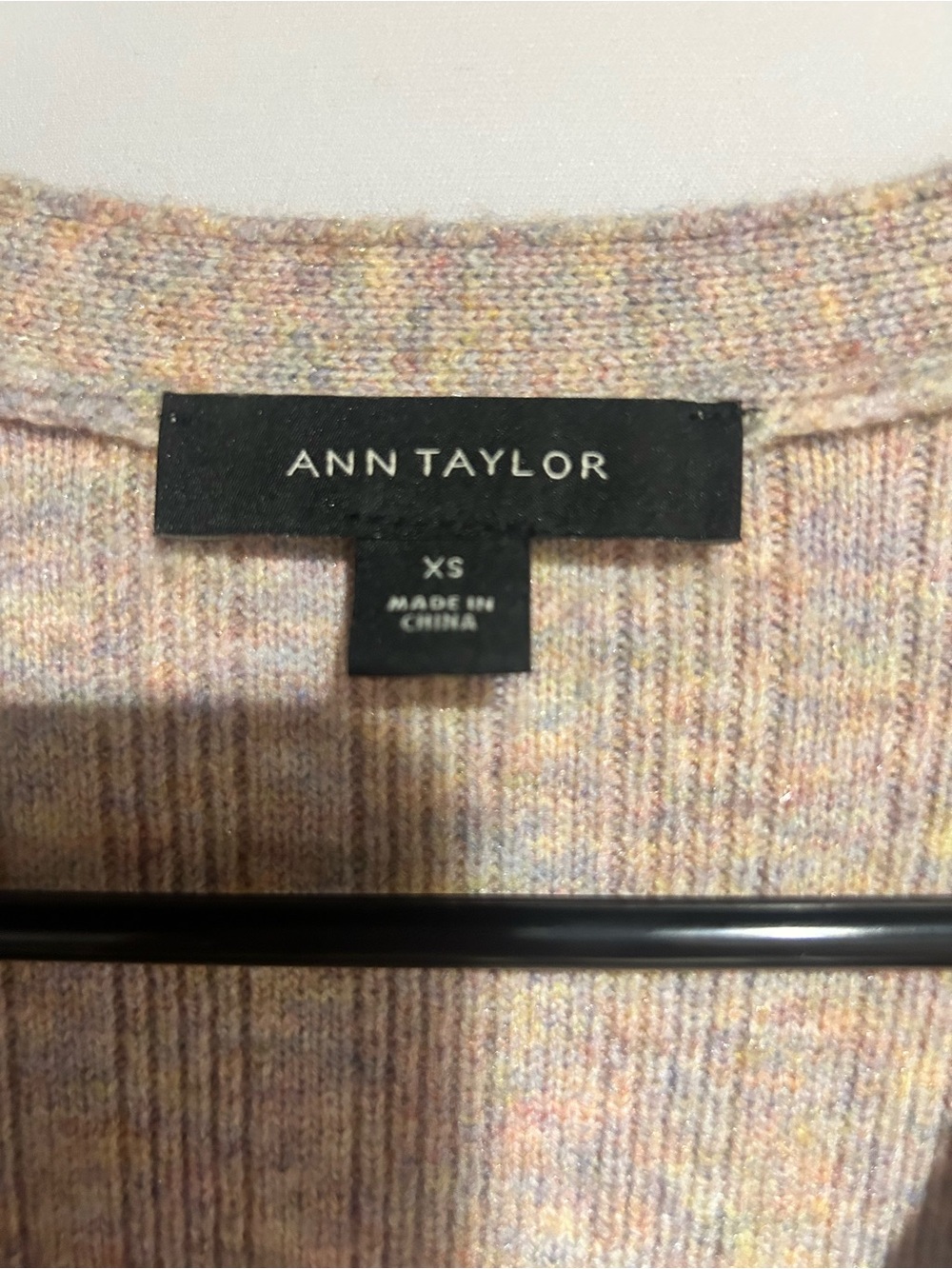 Ann Taylor Neutral Multitone Ribbed V-Neck Button Cardigan - Picture 3 of 3